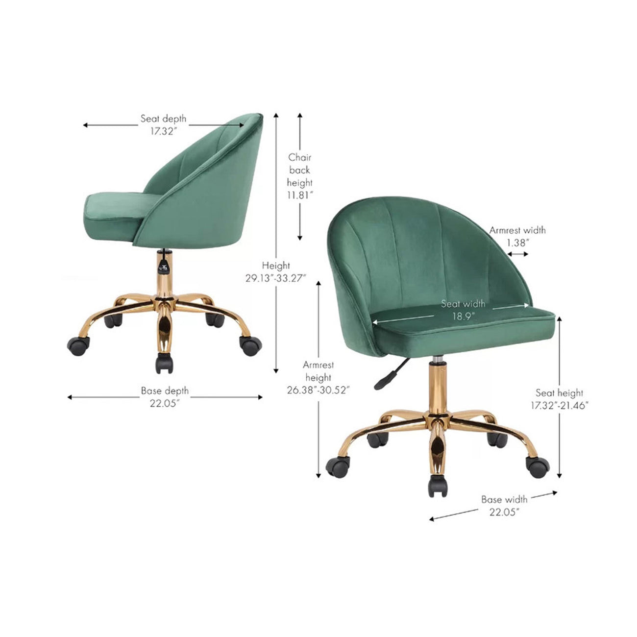 Luxury Tufted Office Chair With Wheels Green