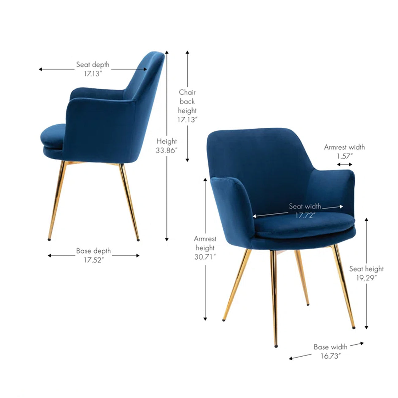 Luxurious Velvet Accent Dining Chair Blue