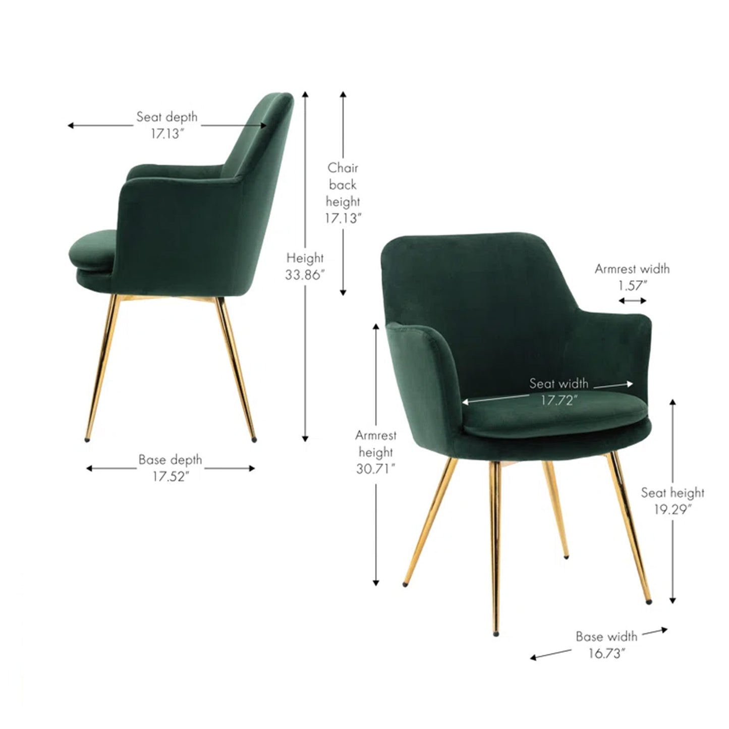 Luxurious Velvet Accent Dining Chair Green