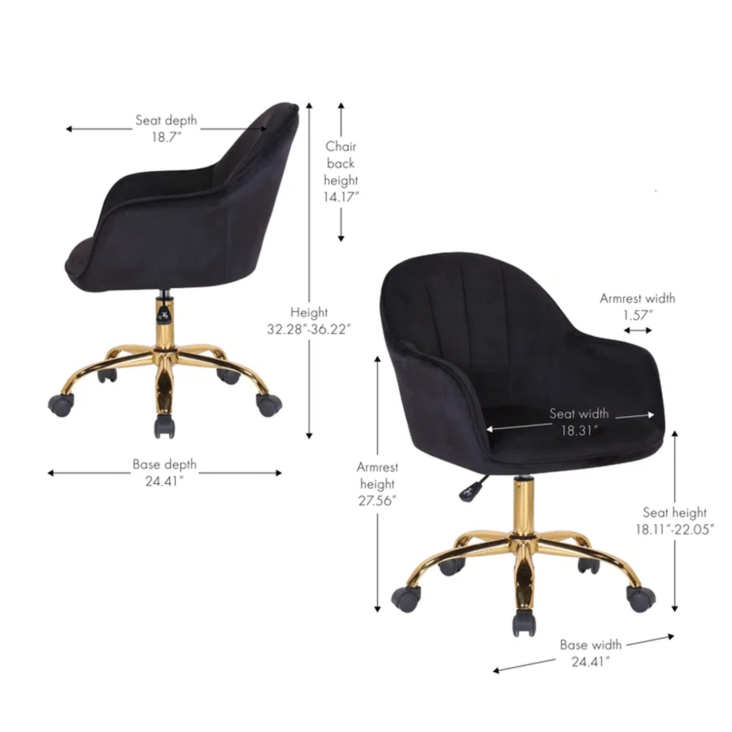 Luxury Tufted Office Chair Mobility Black