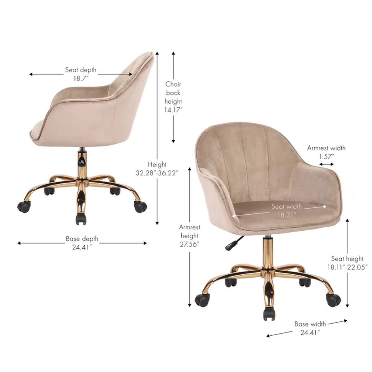 Luxury Tufted Office Chair Mobility Brown