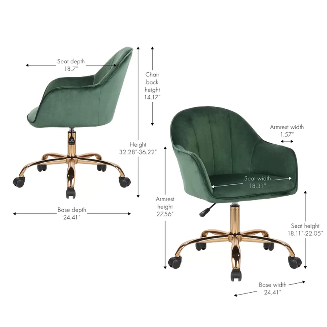 Luxury Tufted Office Chair Mobility Green