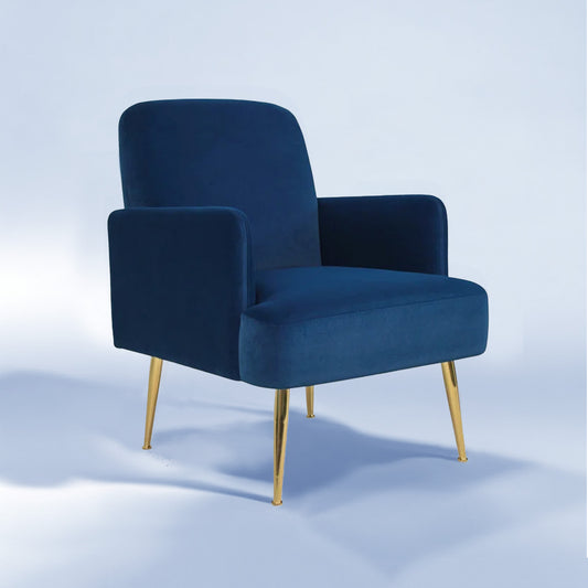 Regal Gold Legs Velvet Accent Chair Blue