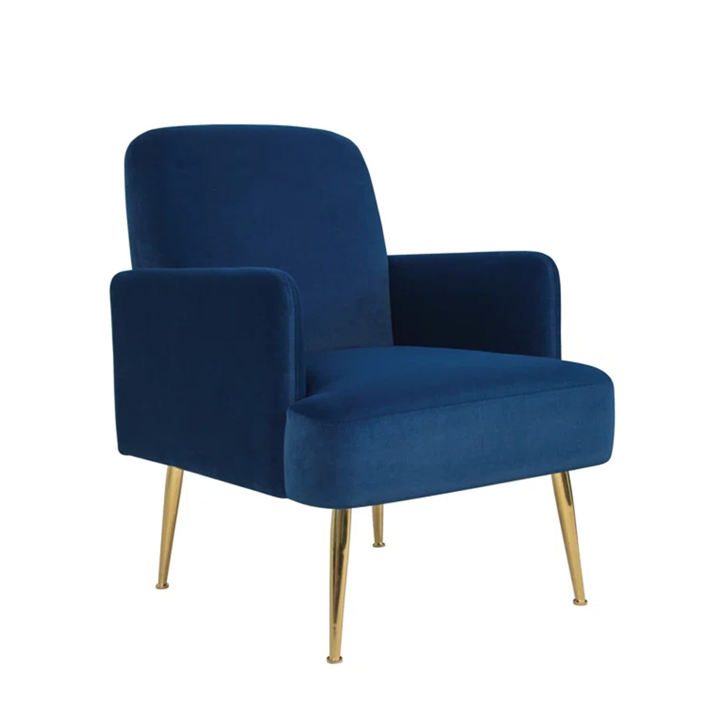 Regal Gold Legs Velvet Accent Chair Blue