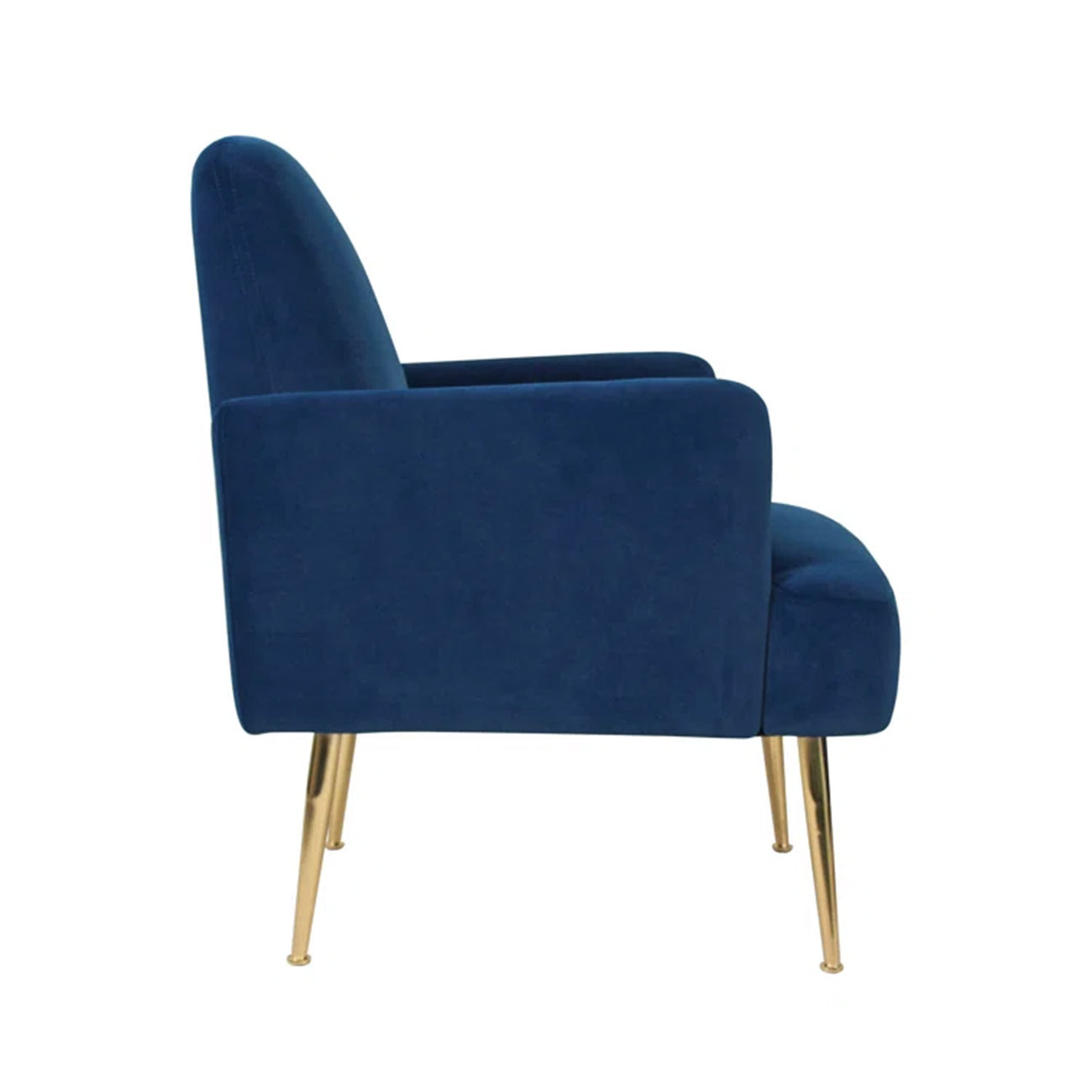 Regal Gold Legs Velvet Accent Chair Blue