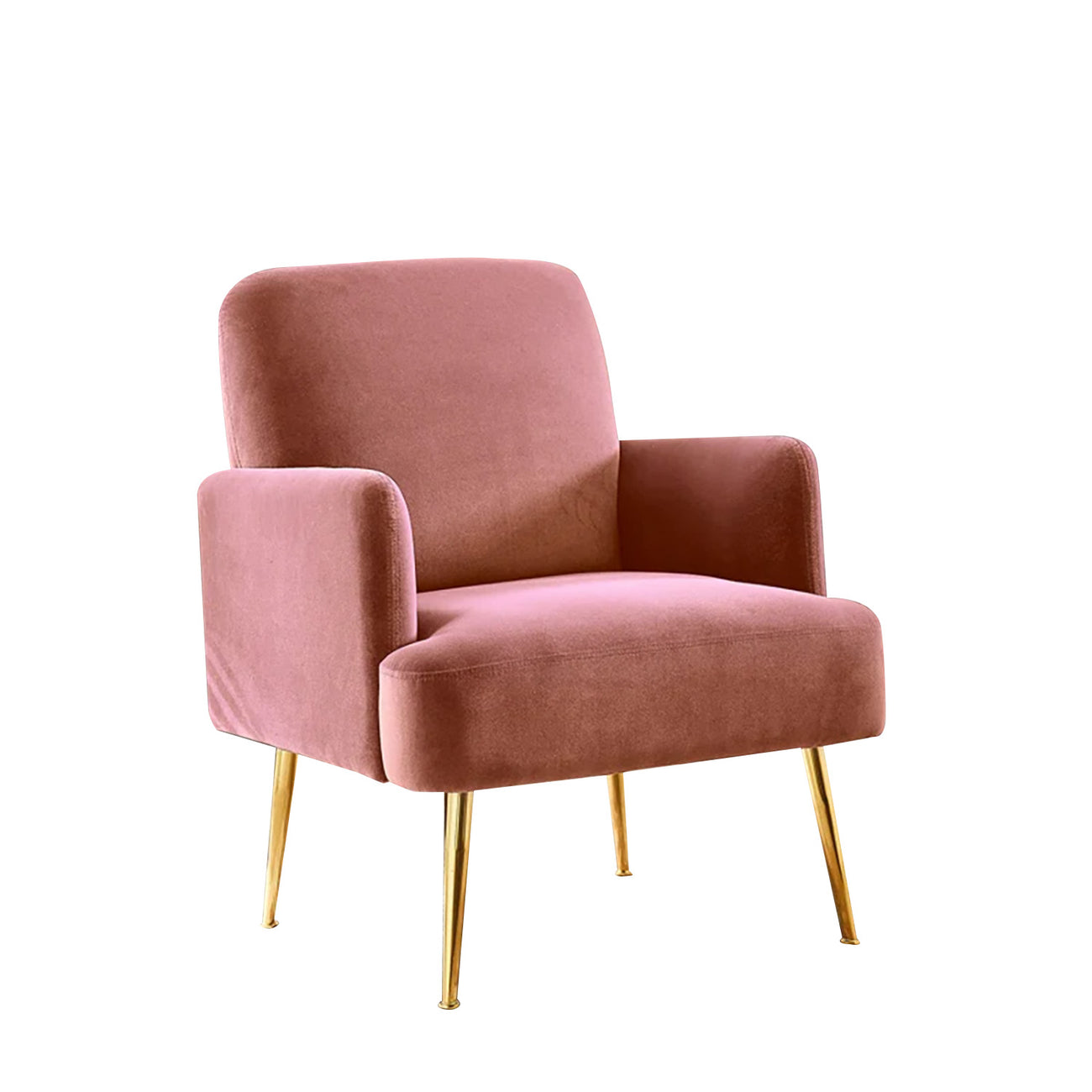 Regal Gold Legs Velvet Accent Chair Rose