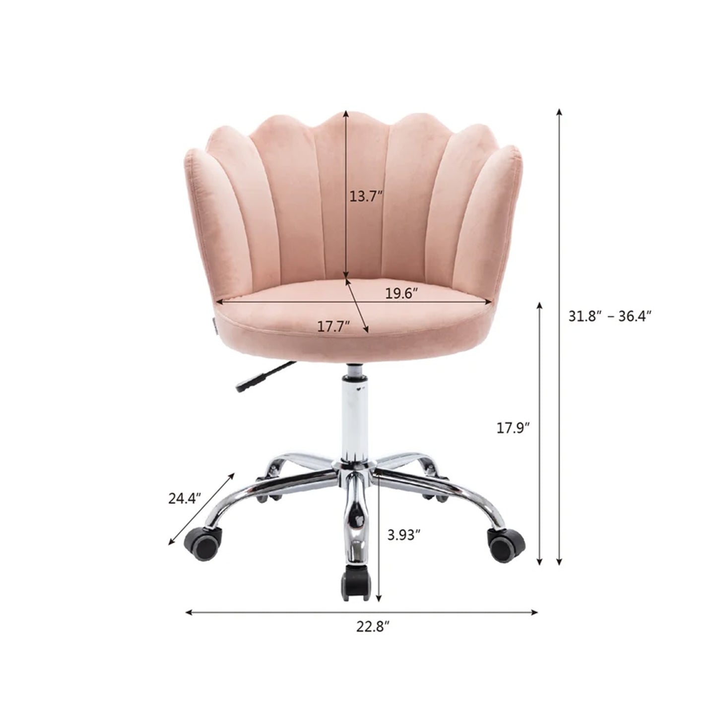 Petals Velvet Office Chair Pink