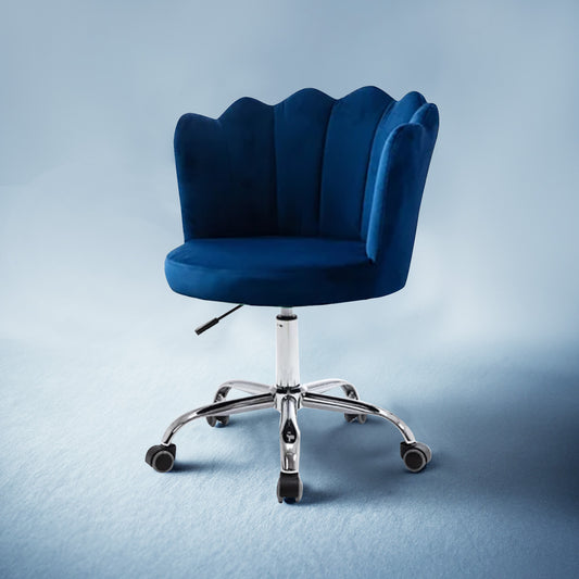 Petals Velvet Office Chair Blue