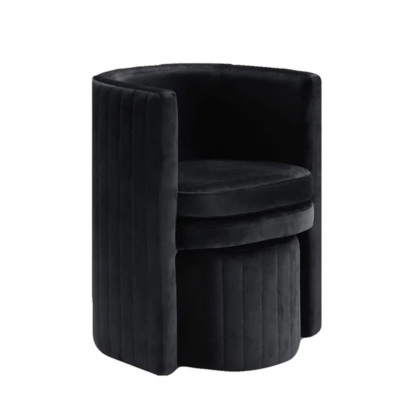 Contemporary Luxe Lounge Chair With Ottoman Footrest Black