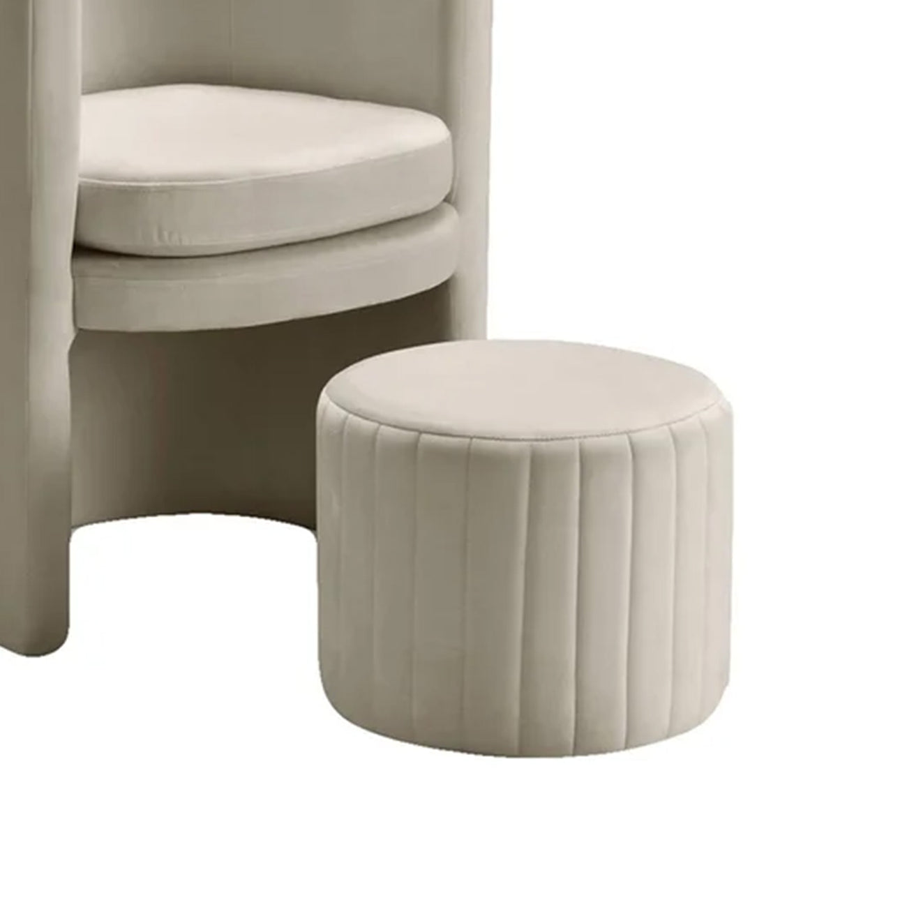 Contemporary Luxe Lounge Chair With Ottoman Footrest Cream