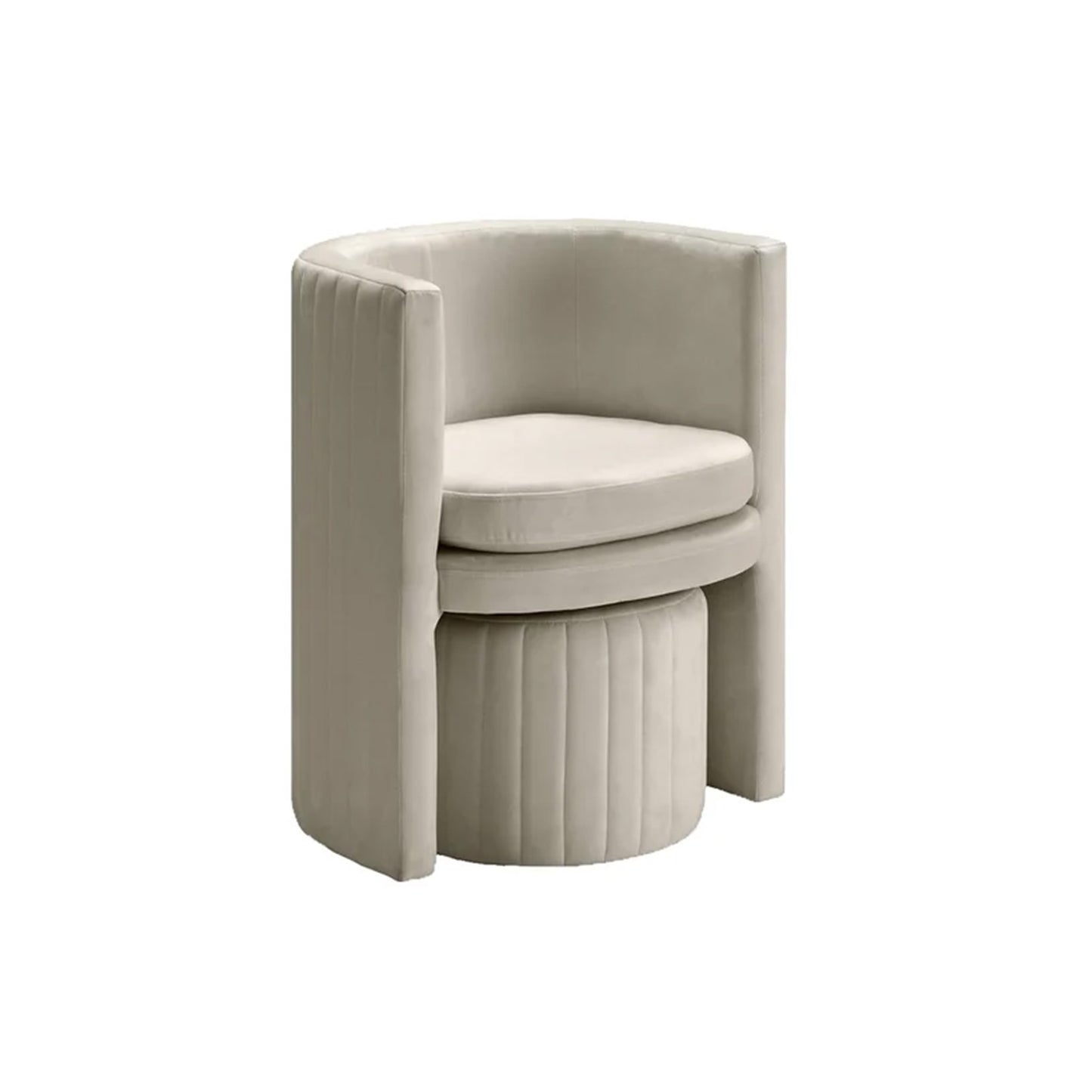 Contemporary Luxe Lounge Chair With Ottoman Footrest Cream