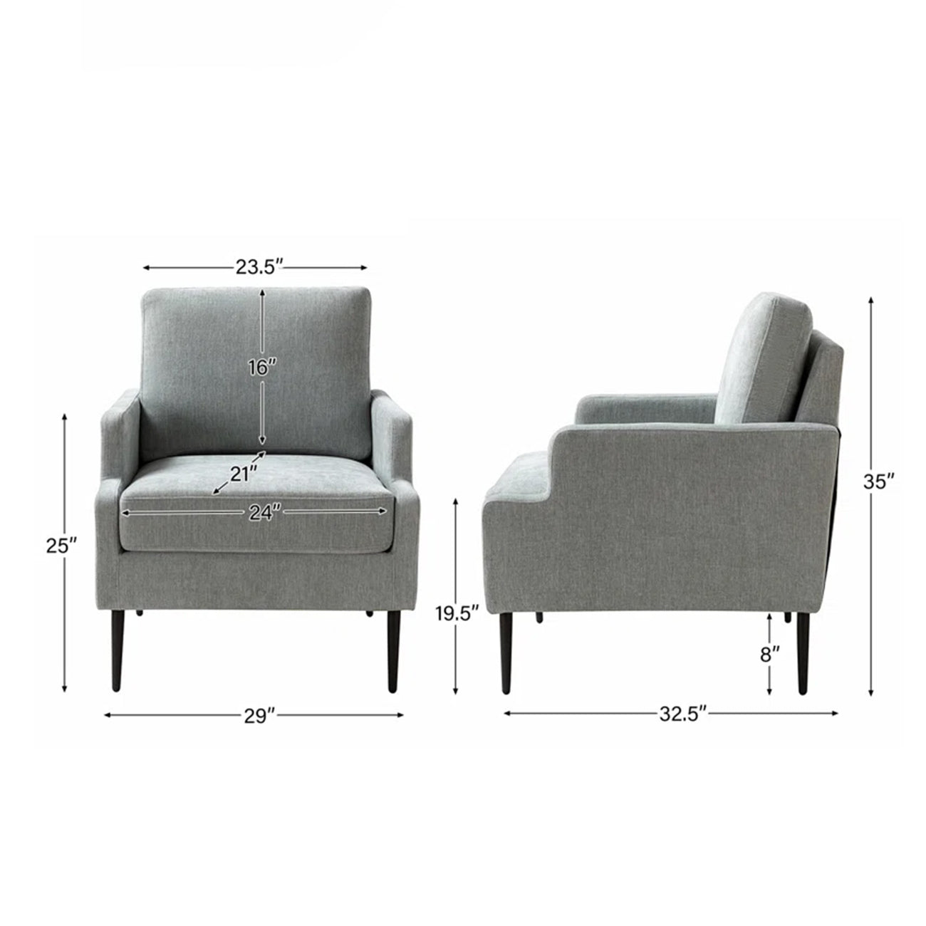 Classic Single Seater Sofa Accent Chair Grey