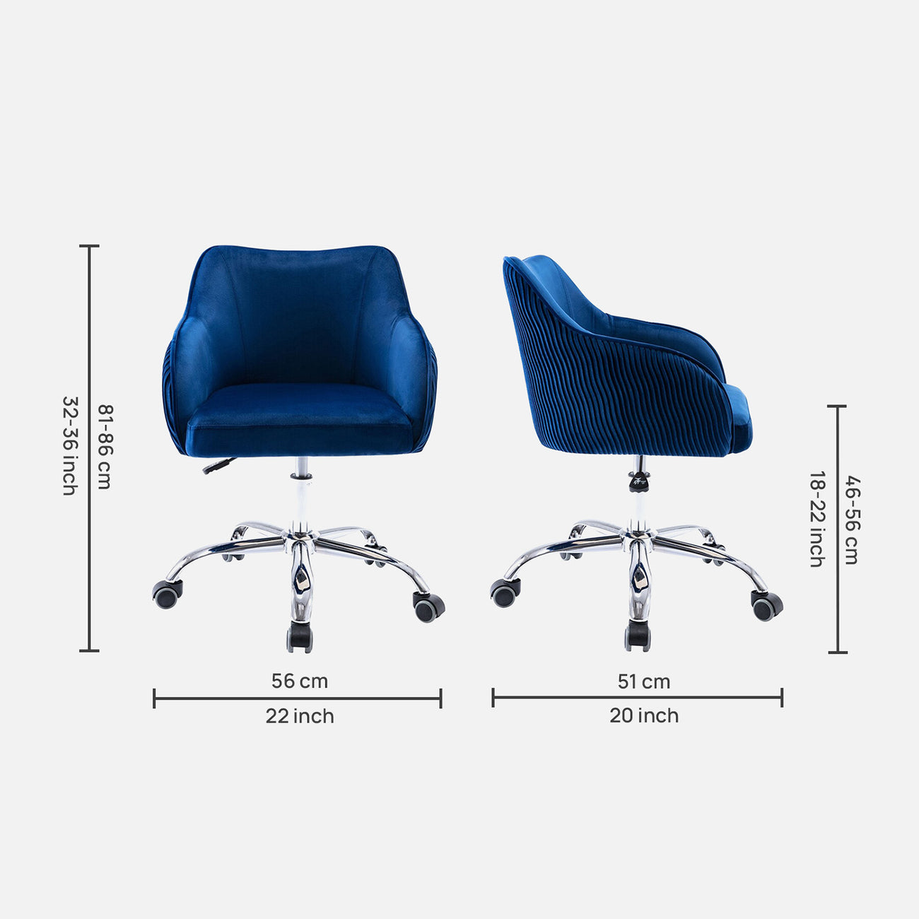 Home Office Chair With Wheels Blue