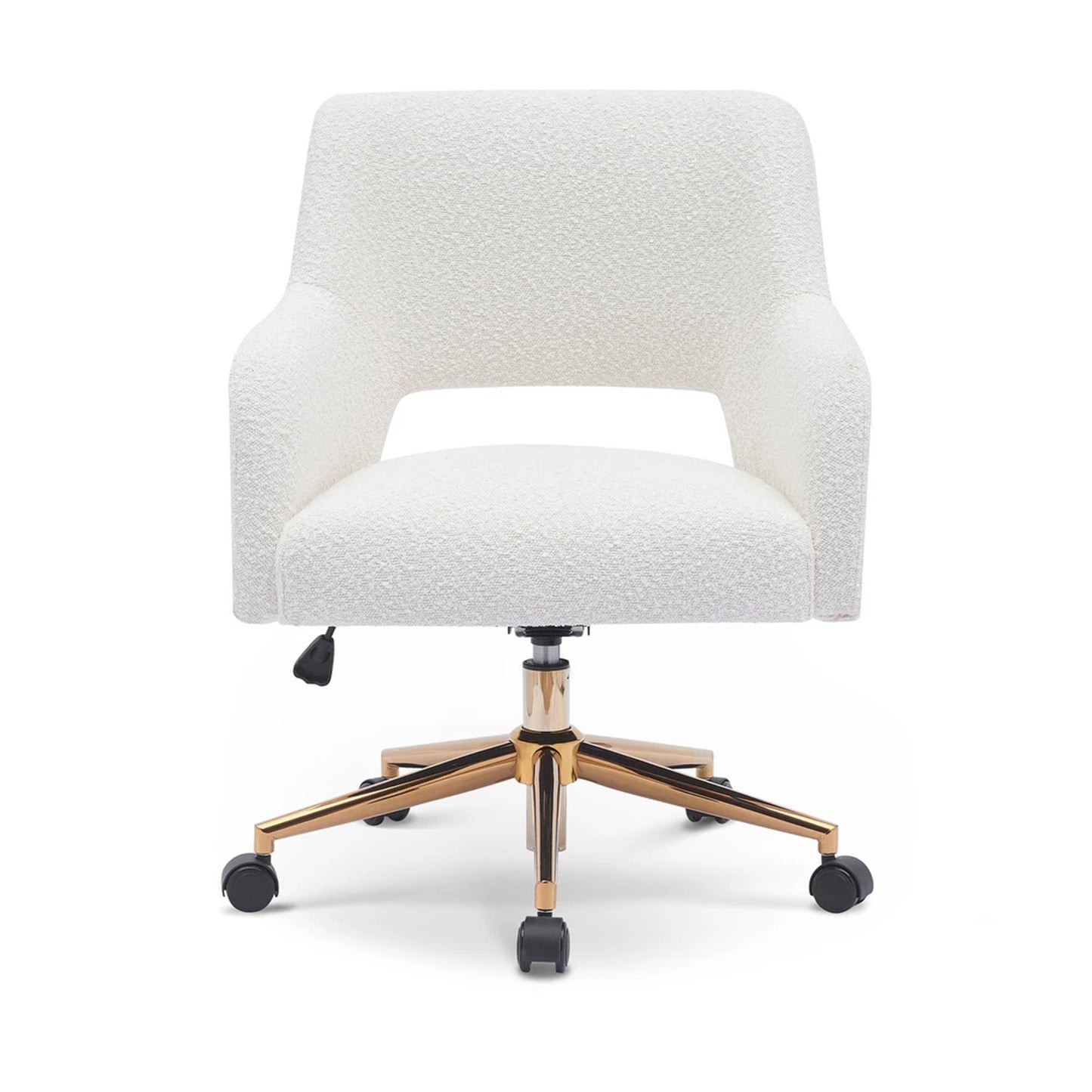 Boucle Crafted Office Chair With Wheels Cream