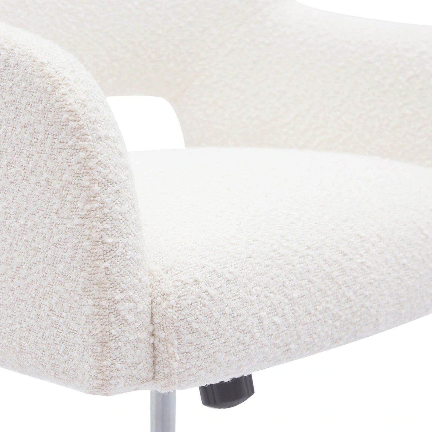 Boucle Crafted Office Chair With Wheels Cream