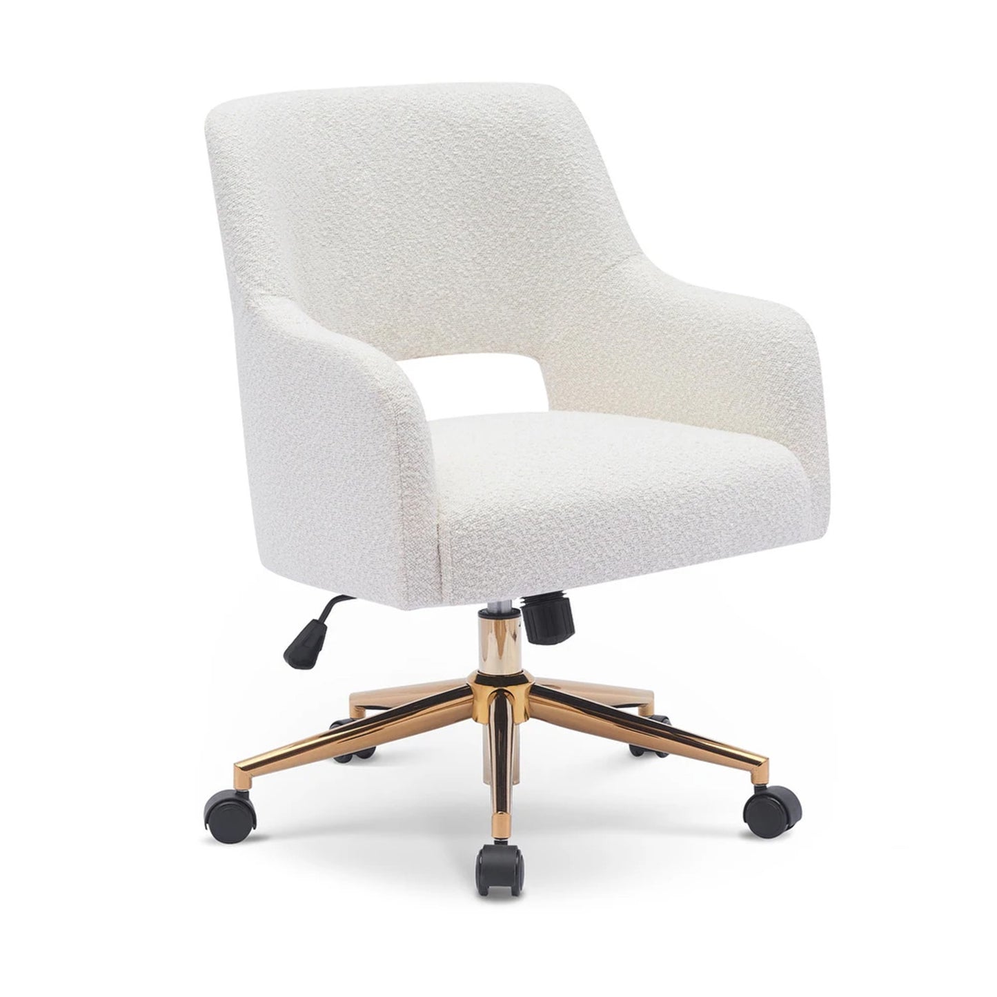 Boucle Crafted Office Chair With Wheels Cream