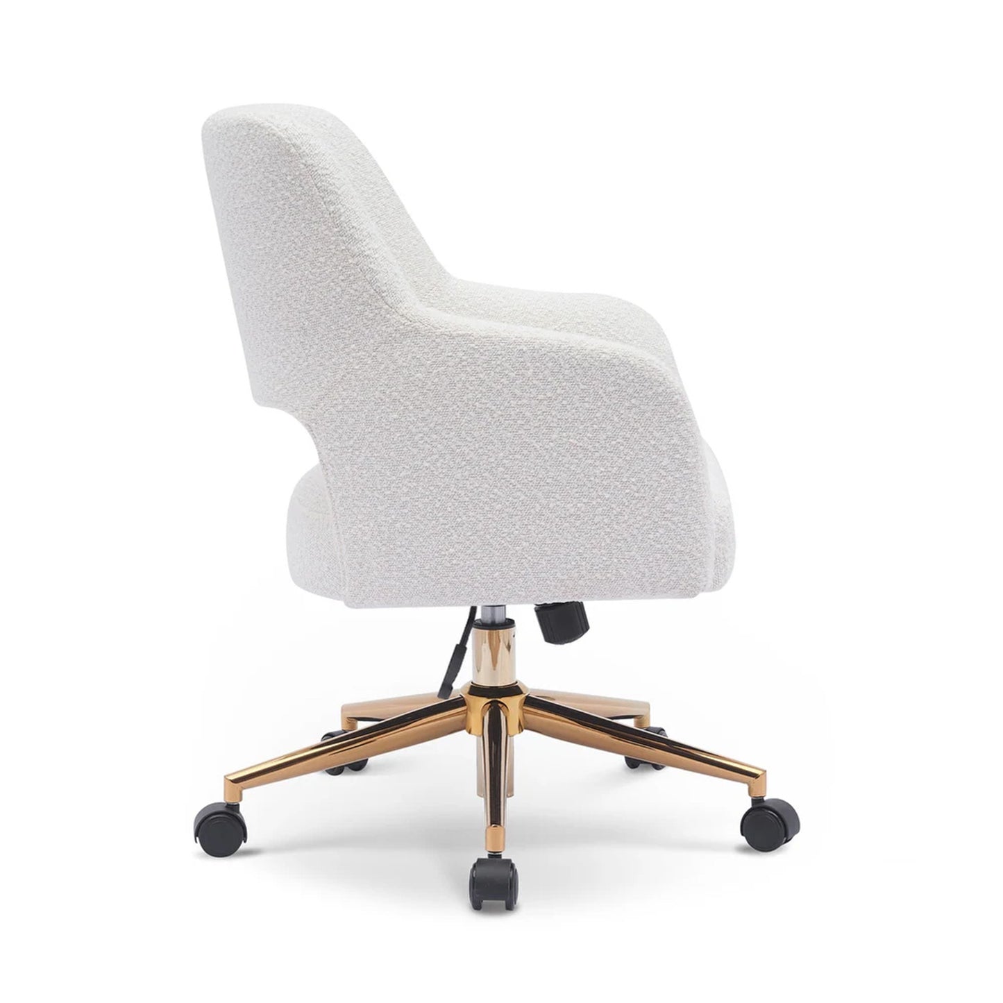 Boucle Crafted Office Chair With Wheels Cream