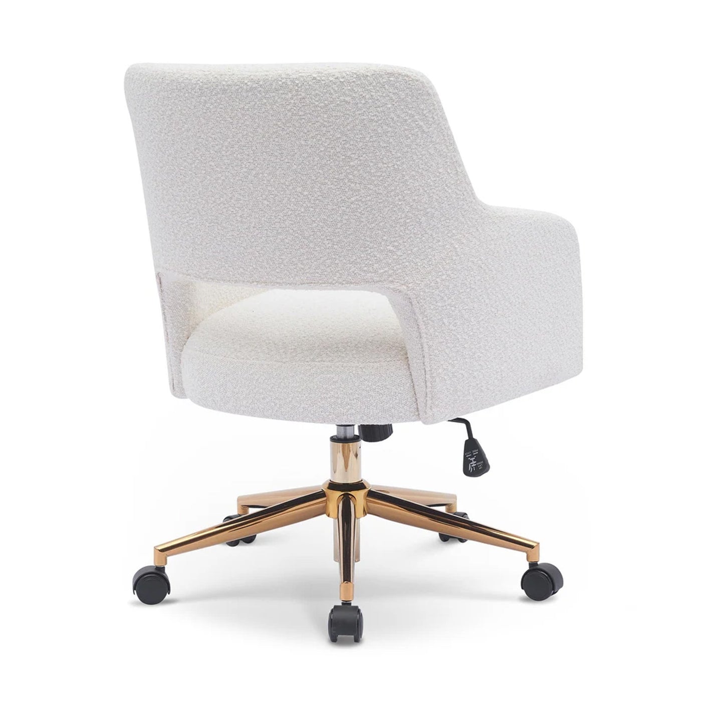 Boucle Crafted Office Chair With Wheels Cream