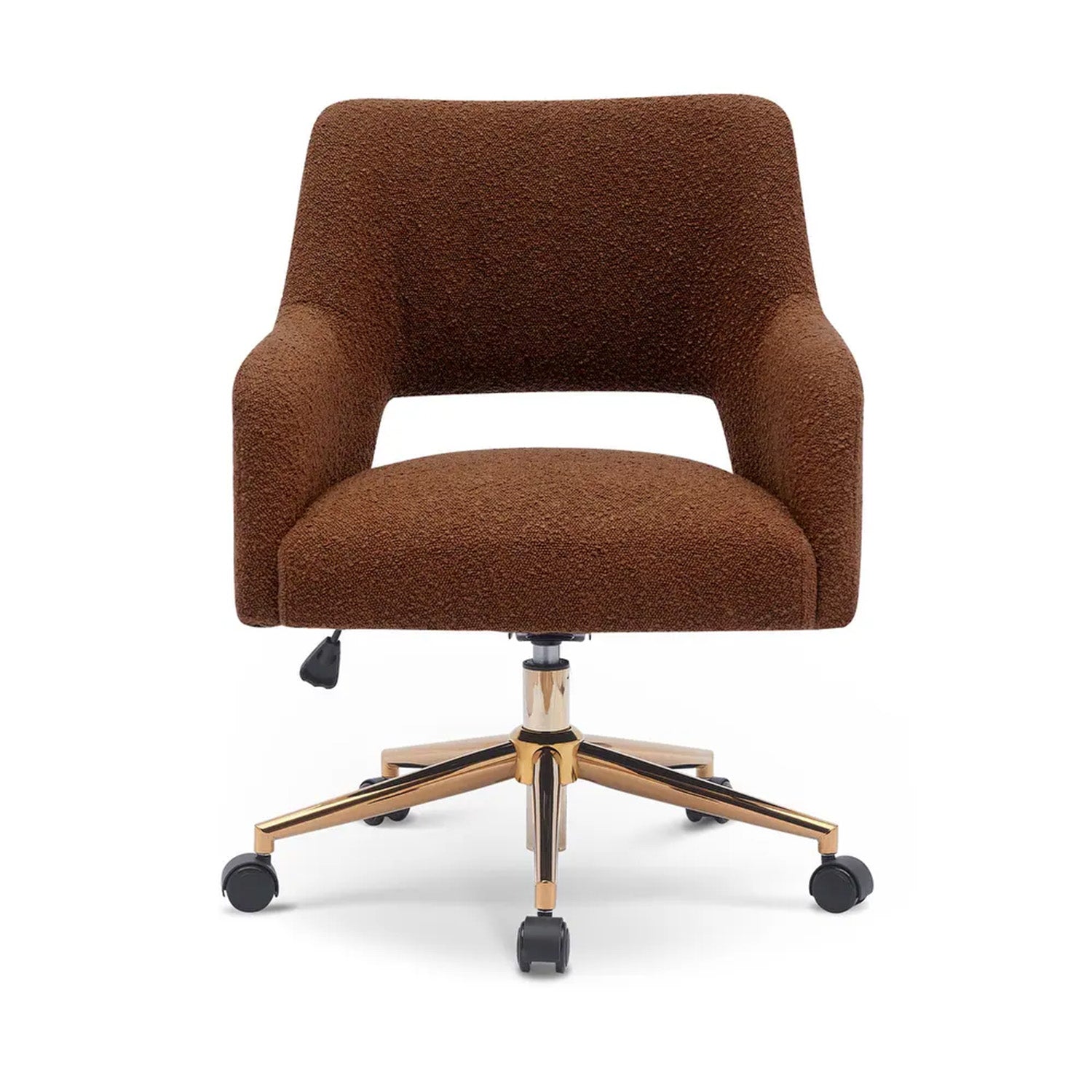 Boucle Crafted Office Chair With Wheels Tan