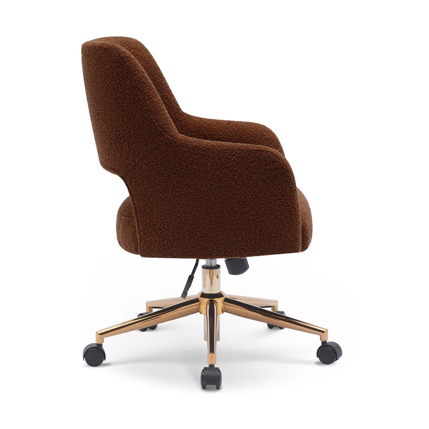 Boucle Crafted Office Chair With Wheels Tan