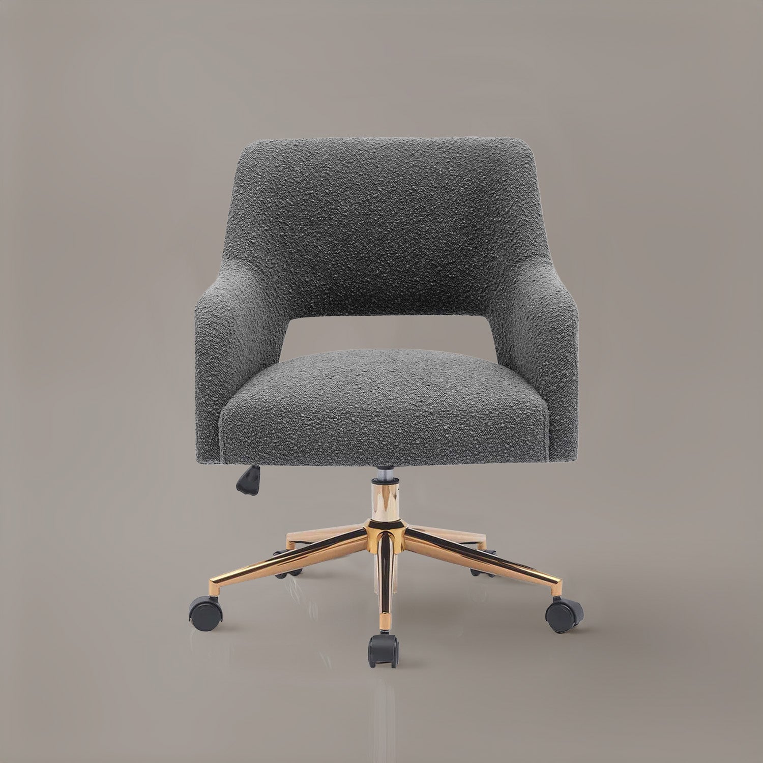 Boucle Crafted Office Chair With Wheels Grey