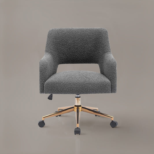 Boucle Crafted Office Chair With Wheels Grey