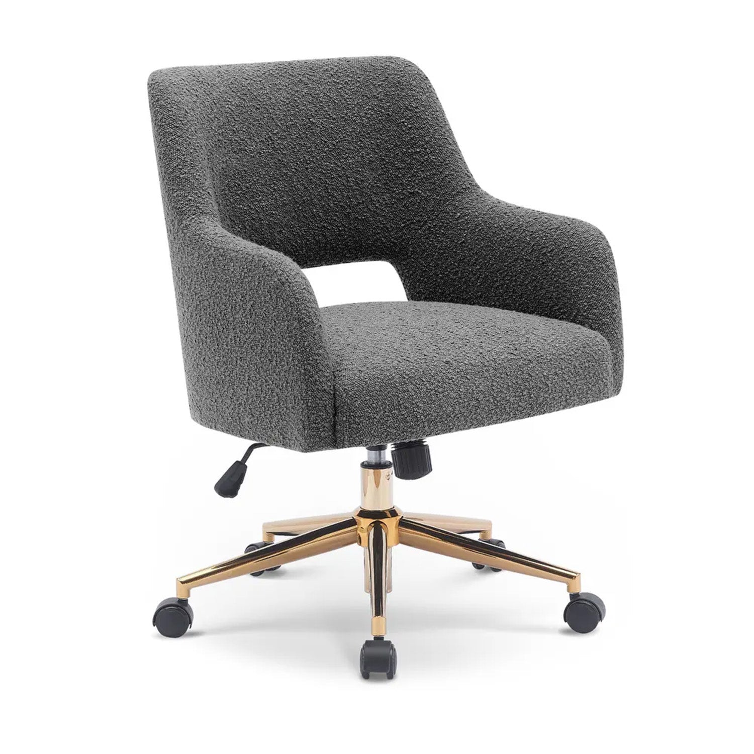 Boucle Crafted Office Chair With Wheels Grey