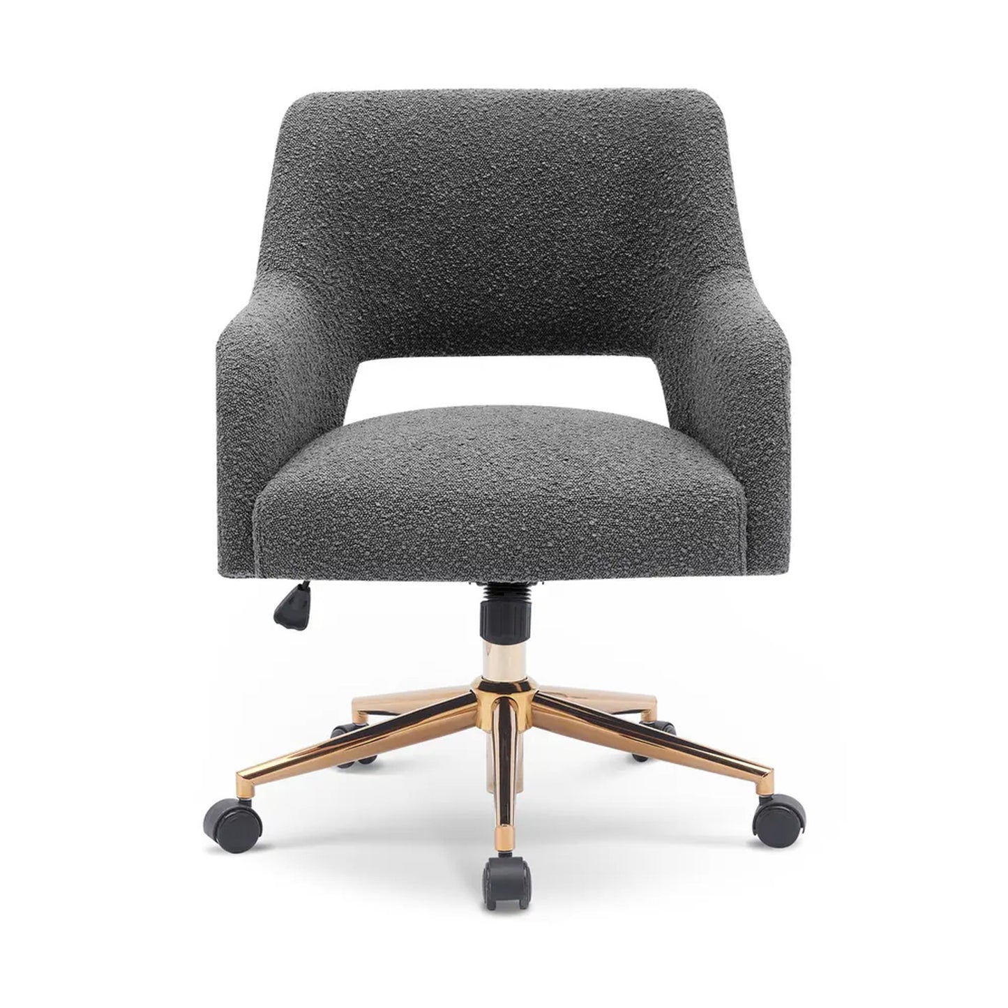 Boucle Crafted Office Chair With Wheels Grey