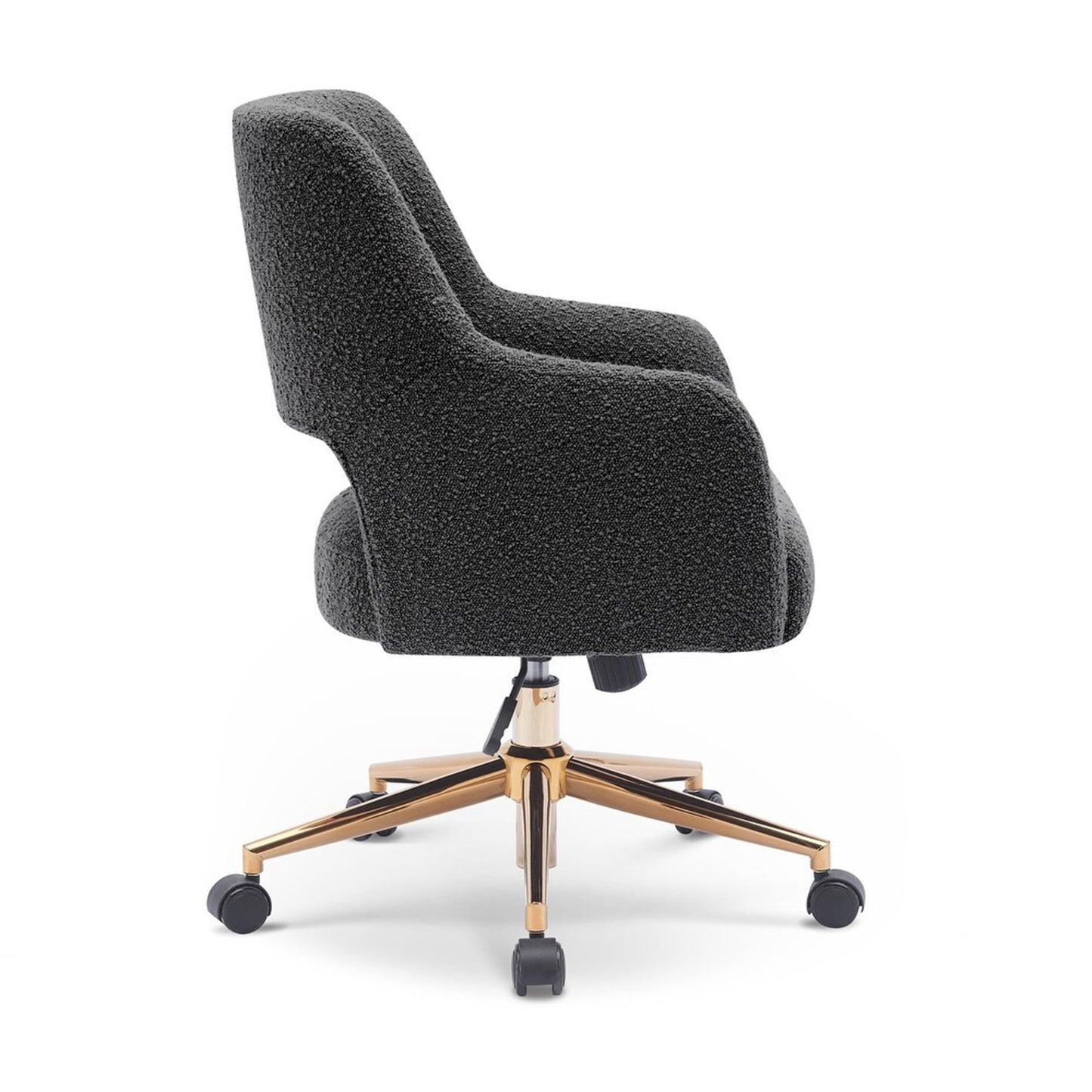 Boucle Crafted Office Chair With Wheels Grey