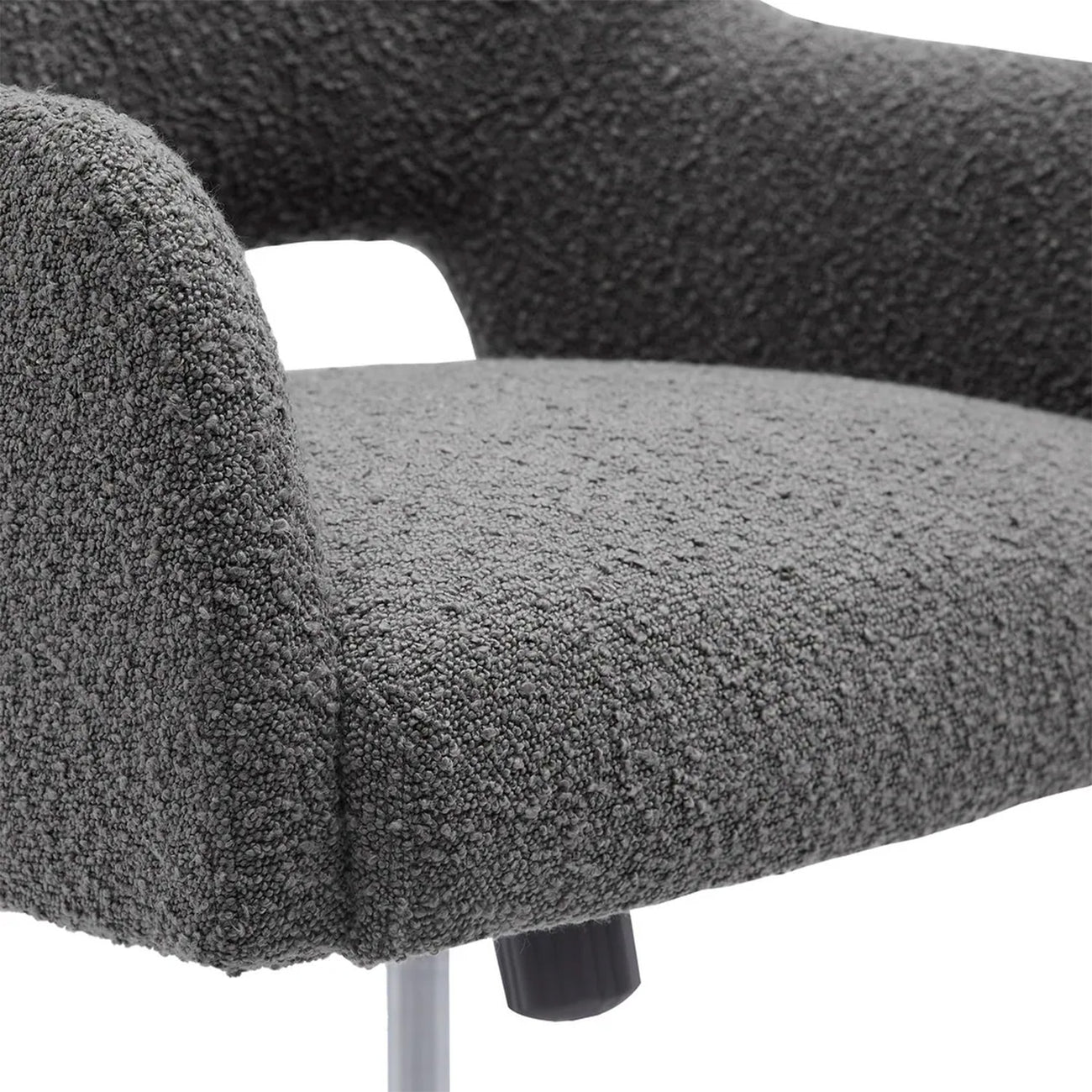 Boucle Crafted Office Chair With Wheels Grey