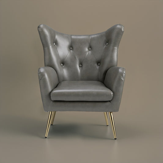 Extravagant Faux Leather Lounge Chair Grey