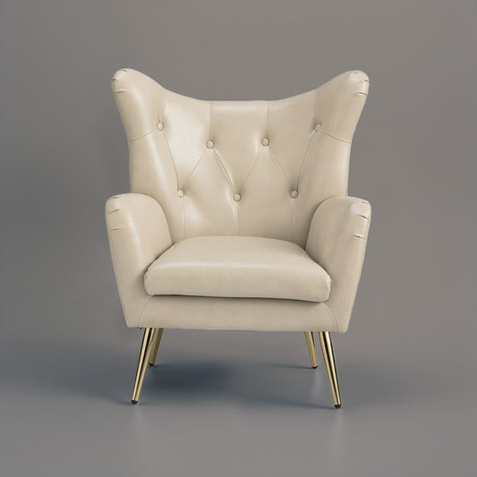 Extravagant Faux Leather Lounge Chair Beige