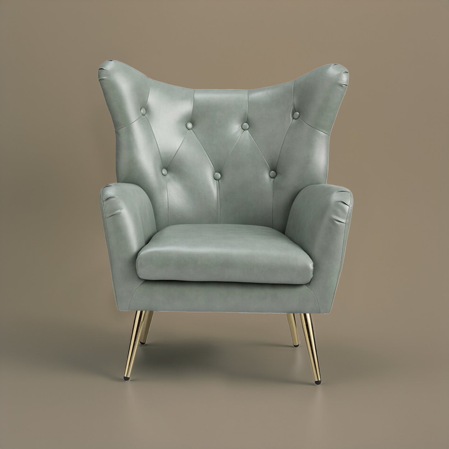 Extravagant Faux Leather Lounge Chair Sage