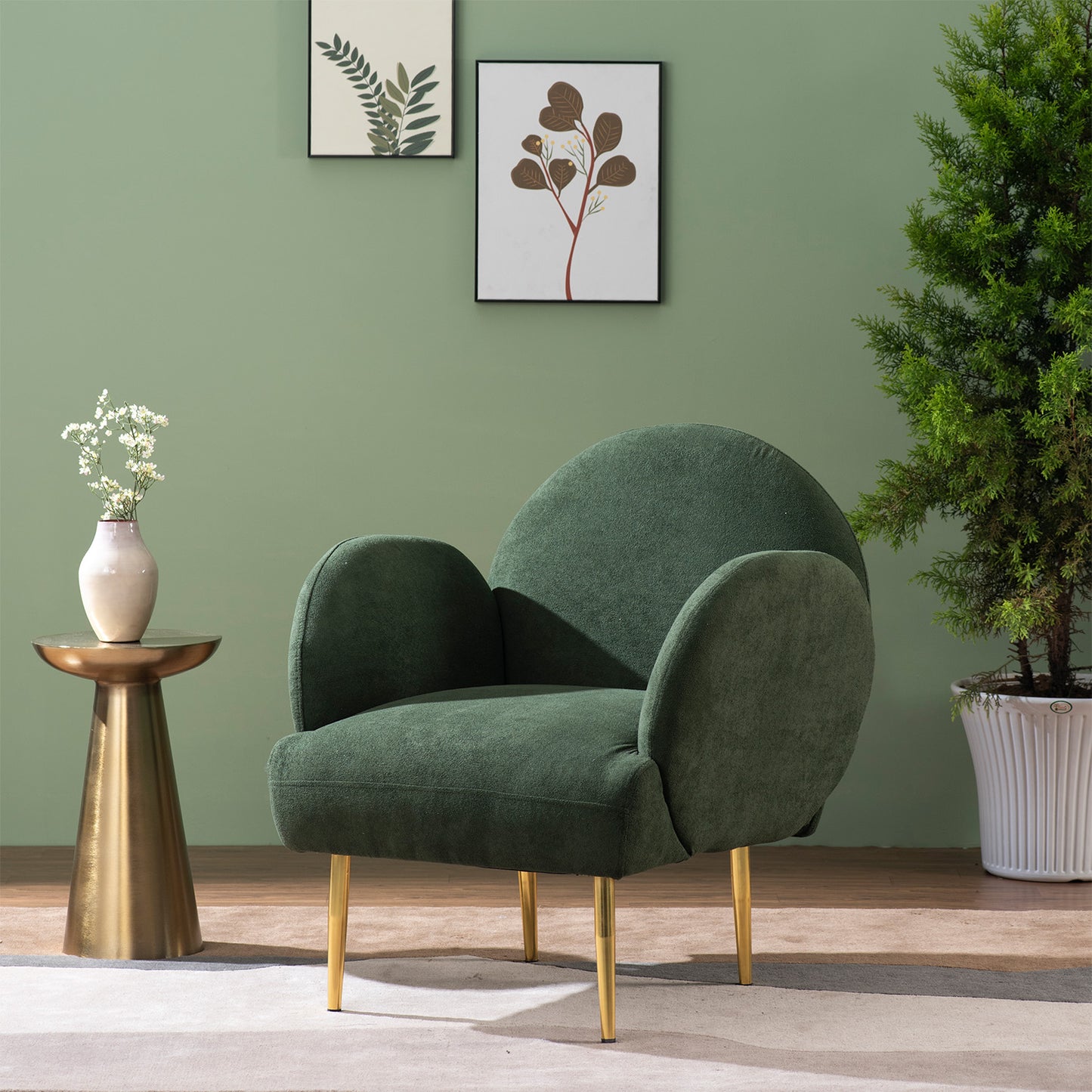 Green Lounge Chair Vibrant Home Accent