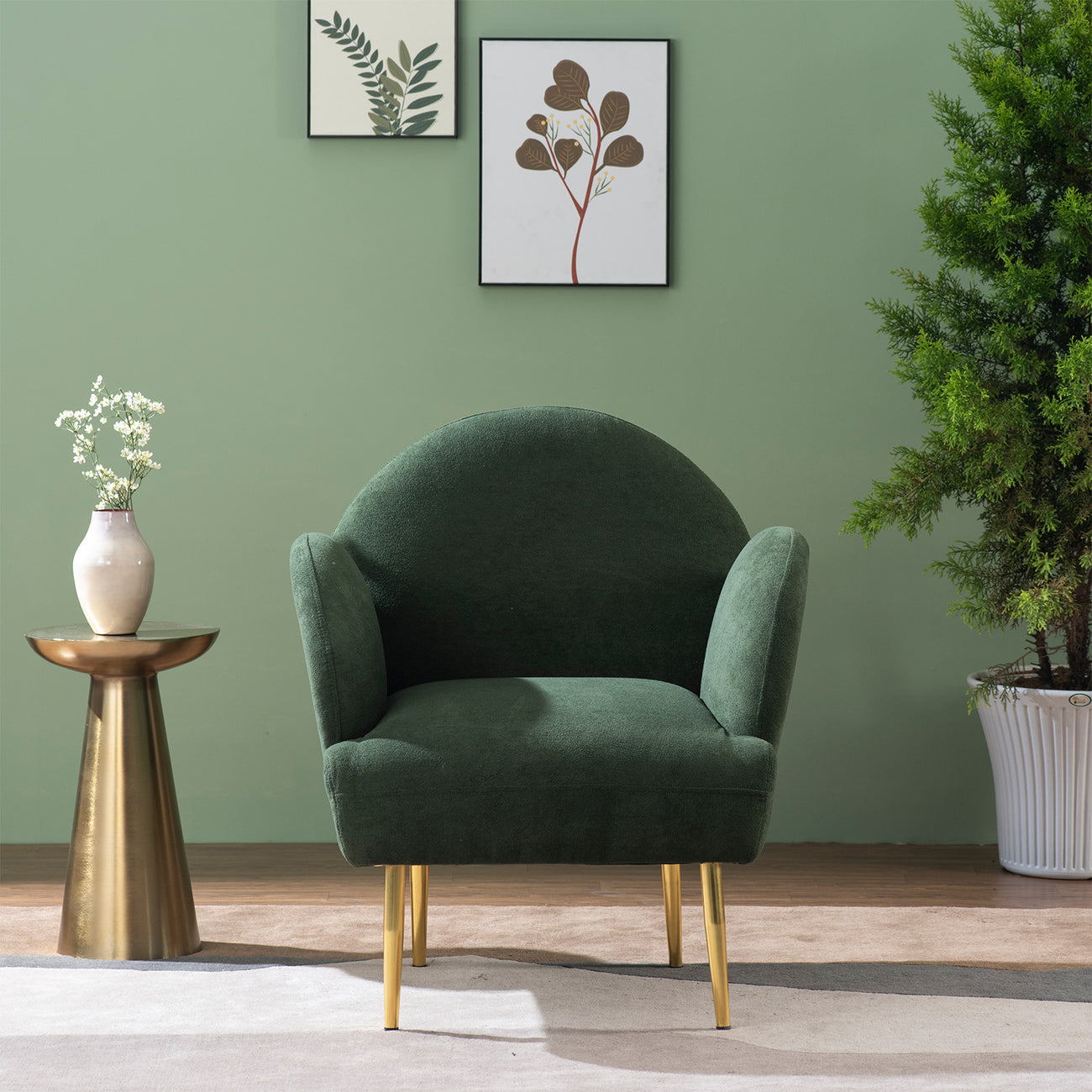 Green Lounge Chair Vibrant Home Accent