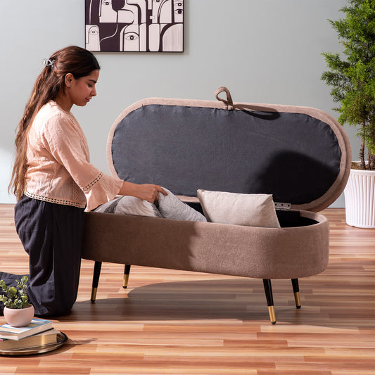 Beige Box Bench Timeless Storage Solution