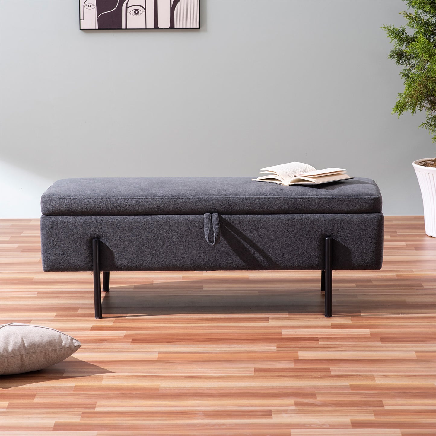 Bold Grey Storage Bench Functional Flair