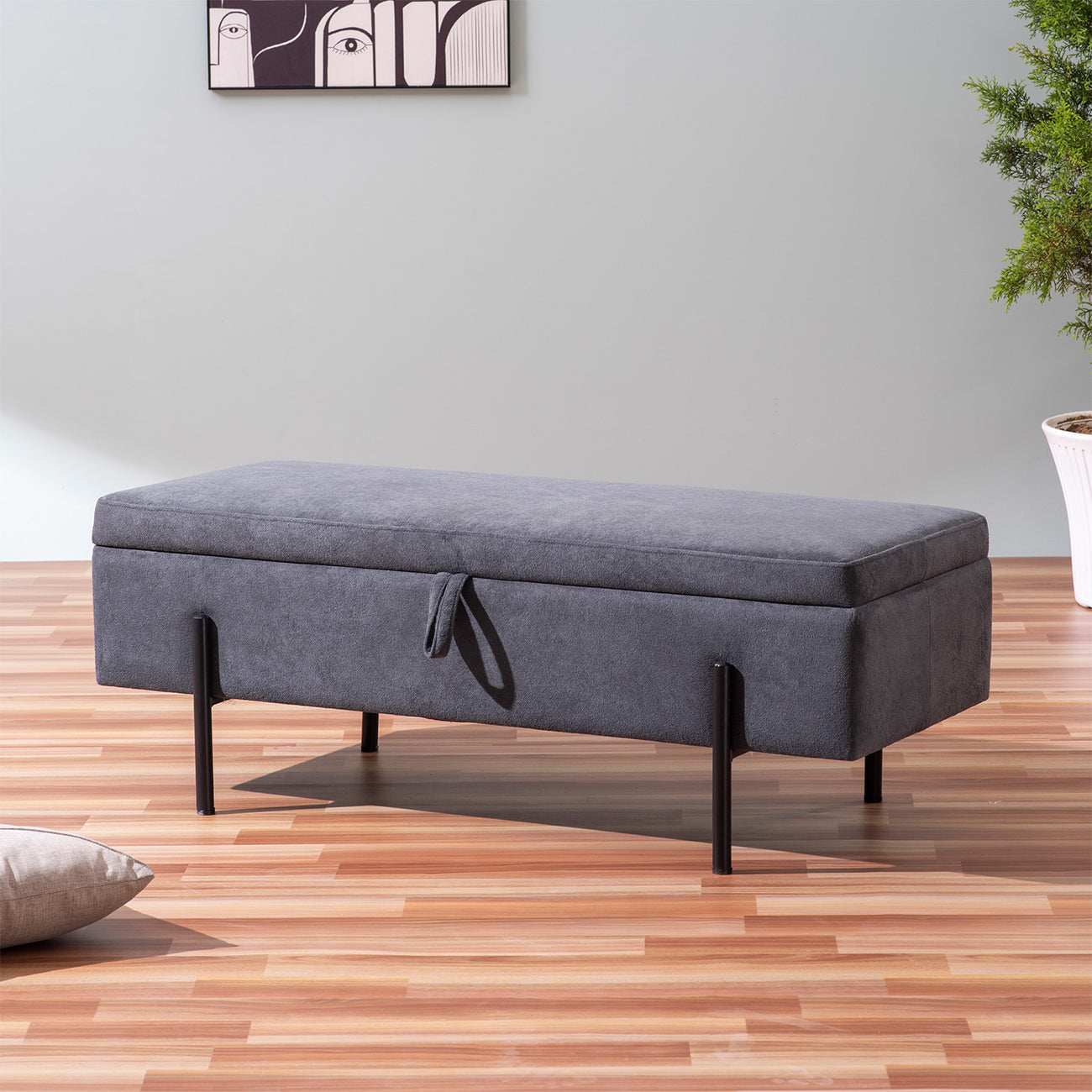 Bold Grey Storage Bench Functional Flair