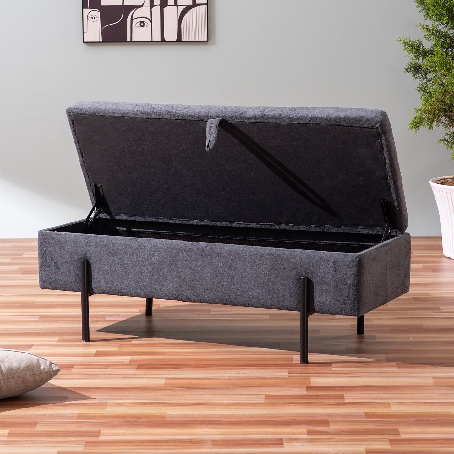 Bold Grey Storage Bench Functional Flair