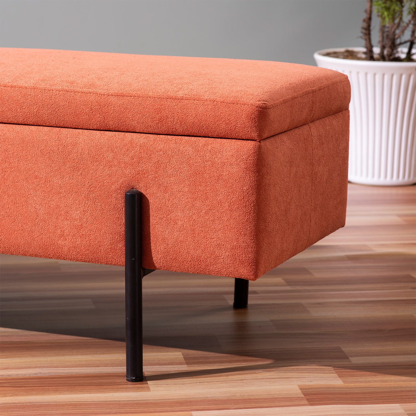 Bold Orange Storage Bench Functional Flair