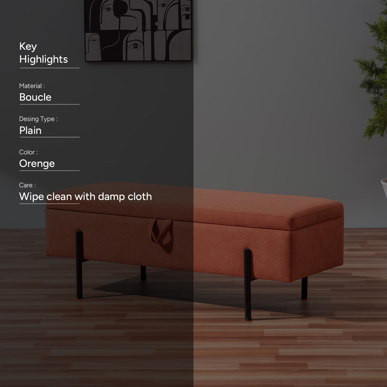 Bold Orange Storage Bench Functional Flair