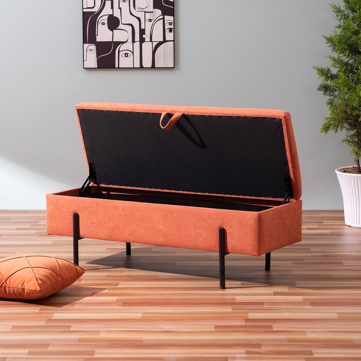 Bold Orange Storage Bench Functional Flair