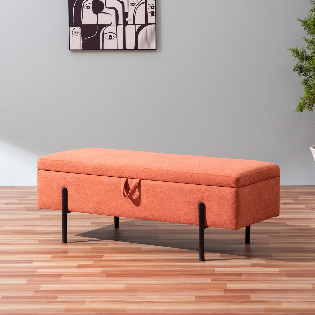 Bold Orange Storage Bench Functional Flair