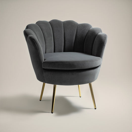 Velvet Floral Lounge Chair Grey
