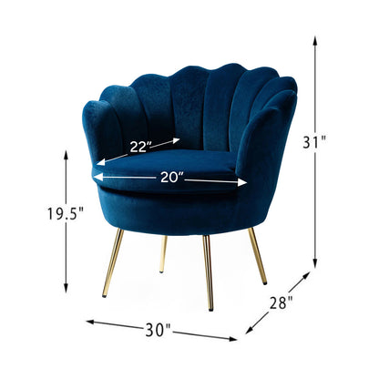 Velvet Floral Lounge Chair Blue