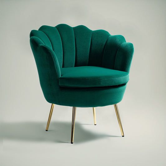 Velvet Floral Lounge Chair Green