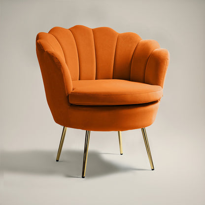 Velvet Floral Lounge Chair Orange