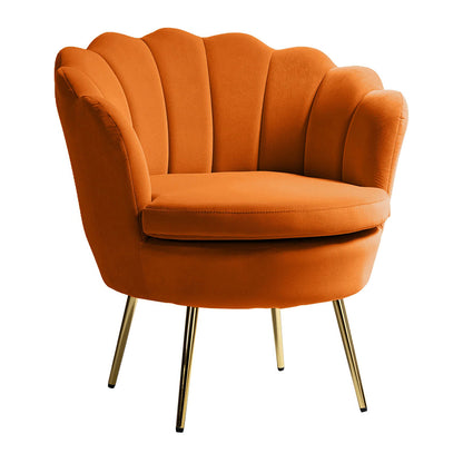 Velvet Floral Lounge Chair Orange