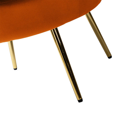 Velvet Floral Lounge Chair Orange