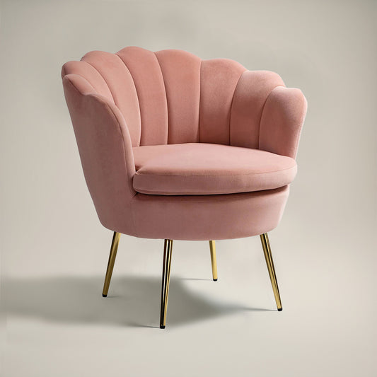 Velvet Floral Lounge Chair Blush Pink